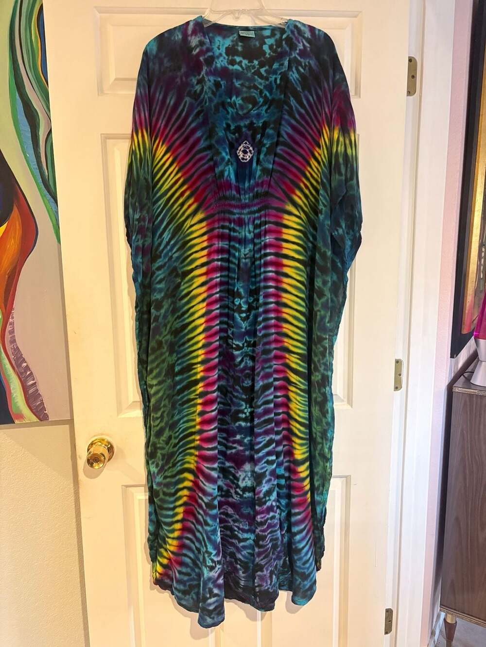 Dharma Trading Co. Tie-Dye Rayon Kaftan Maxi Dress O/S